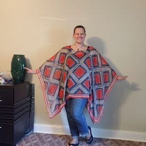 Eloquii for The Limited Red Blue Geometric Caftan Top Sz 22/24